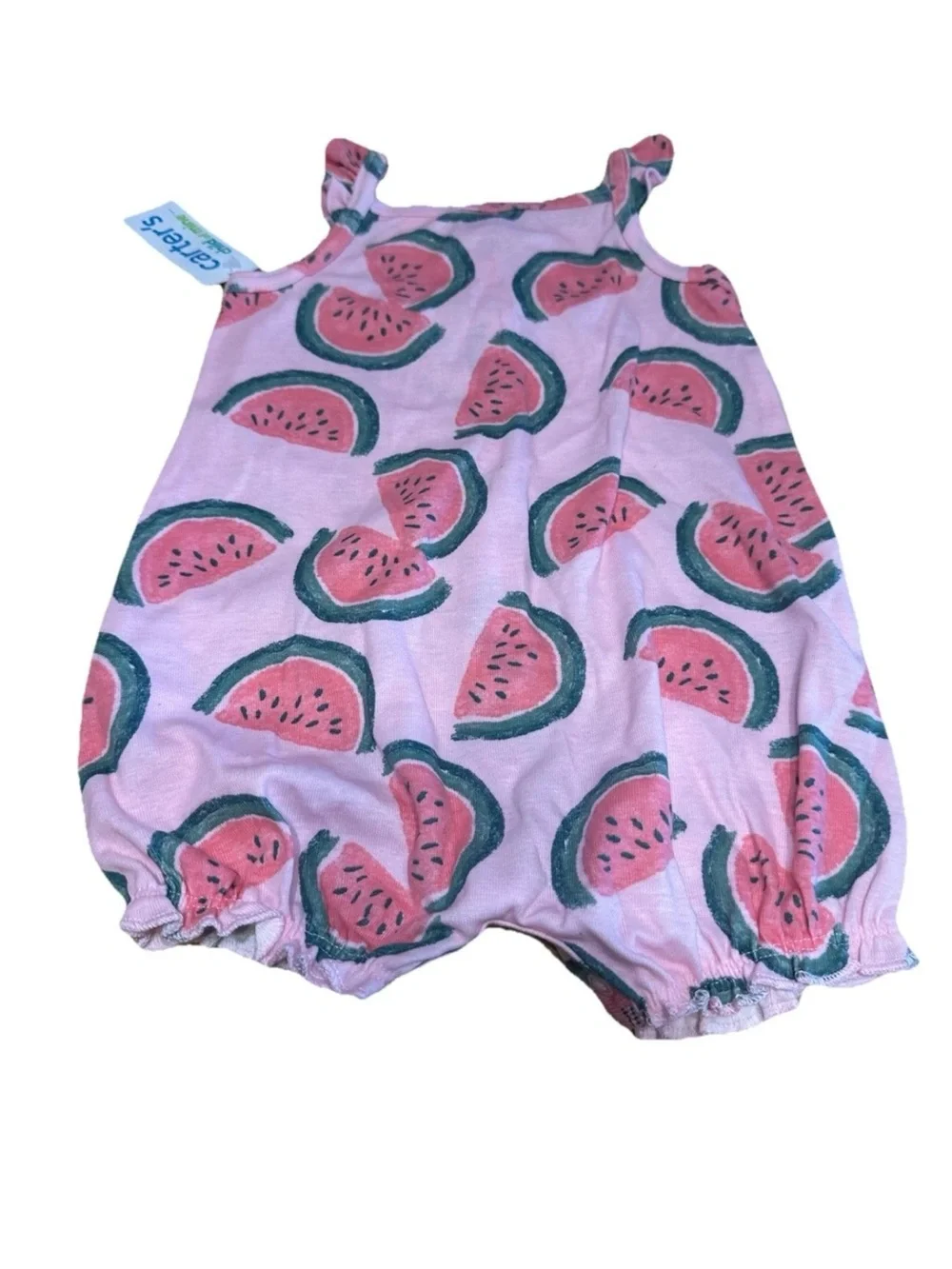 Carter’s Child of Mine Baby Girl 12M Pink Watermelon Romper Sleeveless NWT